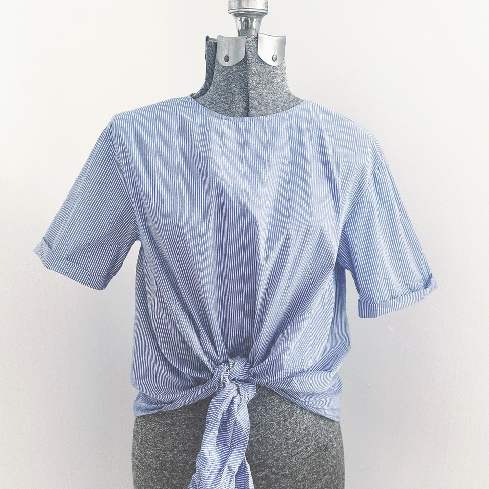 ZARA Blue Striped Women's Top